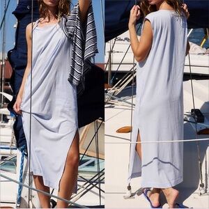 Free People! Drew Tee Midi Dress With Pockets In Xenon Blue NWOT!